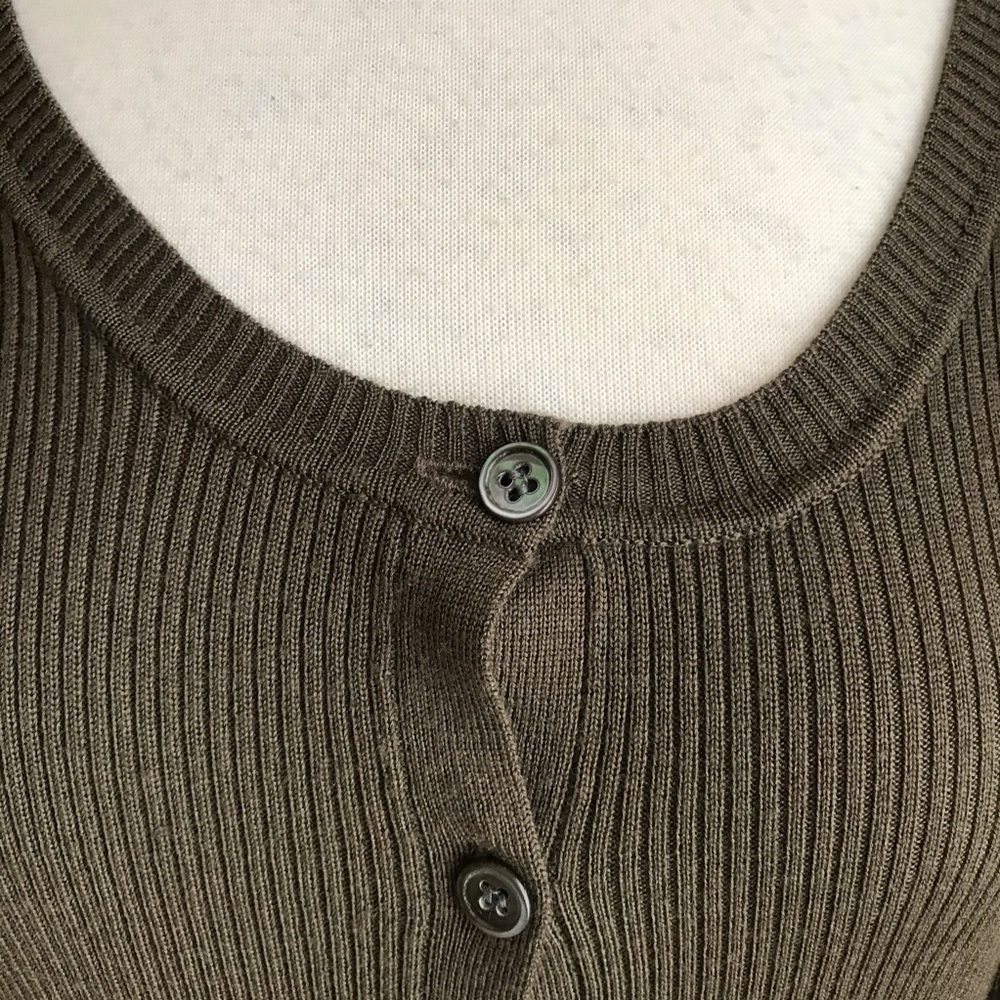 Orla Kiely Long Wool Brown Cardigan Patterned Cuff - Picture 3 of 12